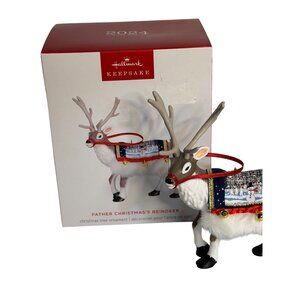 Hallmark Keepsake 2024 Father Christmas White Reindeer Christmas Ornament 5"